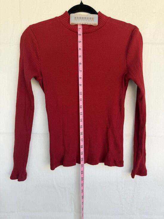 Uniqlo Tops - Uniqlo Women's  Red Ribbed Mock Neck Long Sleeve Knit Sweater Medium